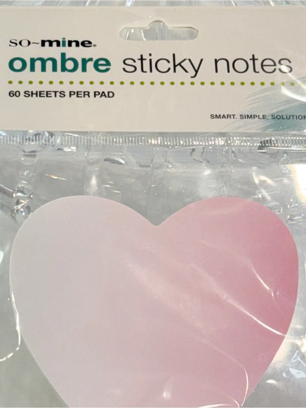 🆕 NEW So~Mine Ombre Heart Sticky Notes 2 Pack Pink Memo Pads 60 Sheets Each